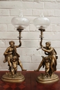 Renaissance style Lamps in spelter, France 19th century