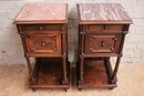 style End tables in rosewood and marble, France 19th century