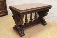 Quality renaissance marble top center table inwalnut 