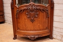 Regency style Corner display cabinet in oak marble beveled glass, France 1900