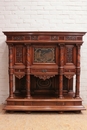 Renaissance style Credenza in walnut and marble, France 19th century