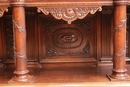 Renaissance style Credenza in walnut and marble, France 19th century