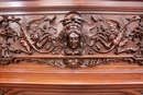 Renaissance style Fire mantle in Walnut, France 19th century