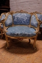 Louis XV style Arm chairs in paint wood, France 1900