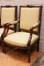 Louis XVI style Arm chairs in Walnut, France 1900