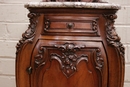 Louis XV style Cabinet in walnut and marble, France 19th century