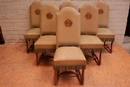 style Chairs in Oak and leather, France 1900