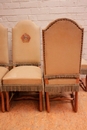 style Chairs in Oak and leather, France 1900