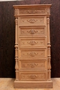 Hunt style Chest of drawers in Oak and marble, France 19th century