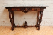 Walnut henri ii console with marble top