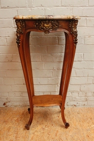 walnut louis xV pedestal with marble top