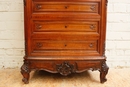 Louis XV style Secretary desk in Walnut and marble, France 19th century