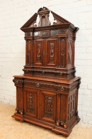 Walnut renaissance cabinet with marble
