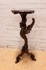 Walnut renaissance dragon pedestal