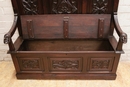 Gothic style Hall bench in Oak, France 19th century