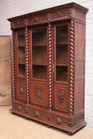 3 door barley twist hunt bookcase in oak