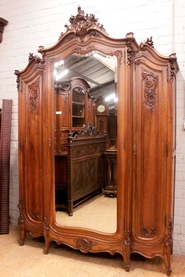 3 door Louis XV armoire in walnut