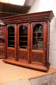 3 door renaissance bookcase in walnut