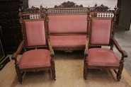 3 pc walnut renaissance sofa set 