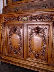 French monumental solid walnut bookcase/cabinet 19 th century (78 inch wide x 116 inch tall)