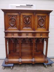 walnut gothic credenza 19th century 56 w x 64.5 t x 20.5 d (inch)