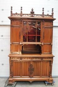 Walnut gothic cabinet 19th century (62.5 w x 104 t x 23 d inches)