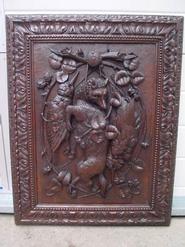 oak carved hunt panel 19th century