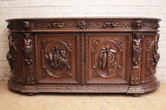 4 door oak hunt bombe sideboard