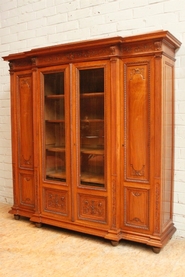 4 door walnut Henri II bookcase