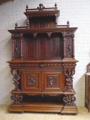 monumental walnut figural cabinet 19th century