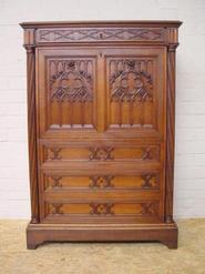 walnut gothic secretary desk 19th century