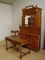 4 pc solid walnut Henri II bedroom 19th century