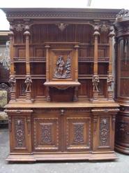 momnumental figural walnut renaissance cabinet 19th century