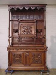 monumental walnut Henri II cabinet 19th century