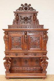 Walnut figural renaissance credenza 19th century