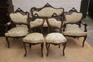 5 pc walnut Louis XV sofa set