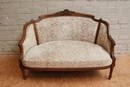 Louis XVI style sofa set in Walnut, France 19th century