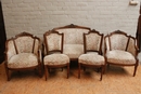 Louis XVI style sofa set in Walnut, France 19th century