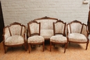 Louis XVI style sofa set in Walnut, France 19th century