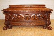 EXCEPTIONAL SOLID WALNUT RENAISSANCE TRUNK 19TH  CENTURY