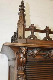 Walnut gothic file cabinet 19th century