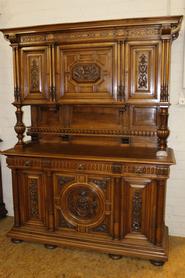 solid walnut 6 door Henri II cabinet 19th century