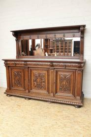 High quality 3 door solid walnut renaissance sideboard 19th century