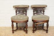 Pair of walnut smoker chairs