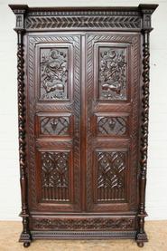 Walnut Gothic armoire 19th century