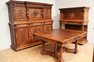 3 pc.Walnut Renaissance, figural dining room 19th century