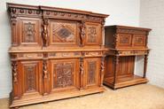 3 pc. Renaissance Figural walnut dining set 19th century