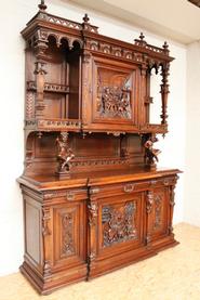 Figural walnut Henri II cabinet 19th century