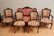 5pc walnut louis XV sofa set