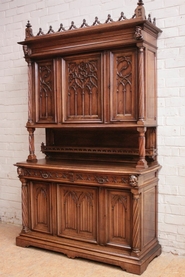 6 door gothic cabinet in walnut